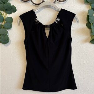 Vintage Y2K Joseph Ribkoff Black Cut-Out Silver Hardware Top✨